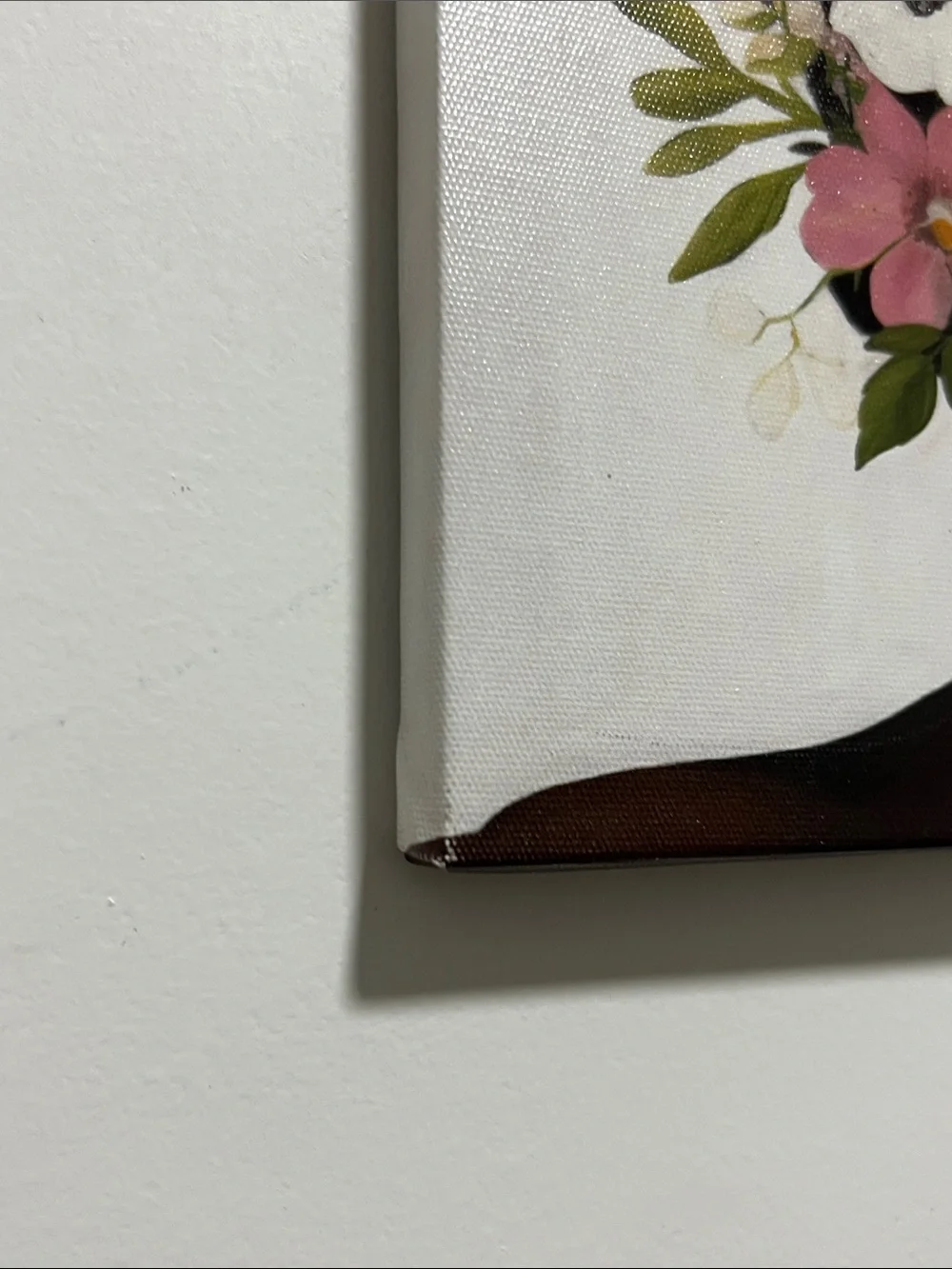 Beautiful Floral Portrait Canvas Wall Art Set - Pink, Black, Brown, Green, White